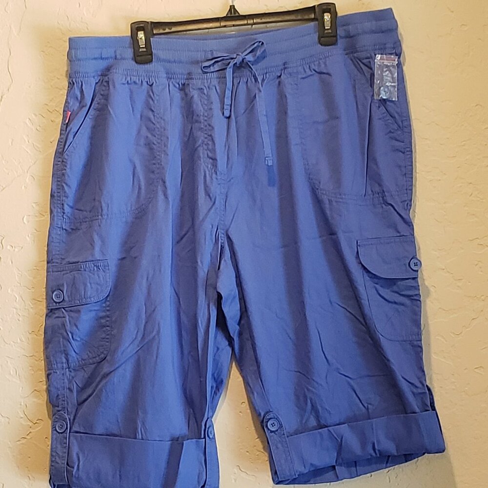 Woman within, long Cuffed Cargo shorts, Size 20W, Cornflower Bluer